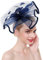Women Girl Vintage Fascinator Hat Feather Mesh Net Veil Party Ascot Hat Flower Derby Cap Flower Polka Dot Headband Pillbox Cap Hair Hairpin Hairband Bridal Wedding Cocktail Tea Party (A - Navy blue)