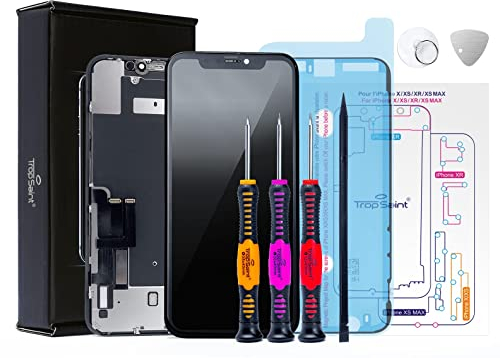 Trop Saint® Pantalla Negra para iPhone XR - Premium Kit de reparación LCD con Herramientas y Pegatina Adhesiva Impermeable