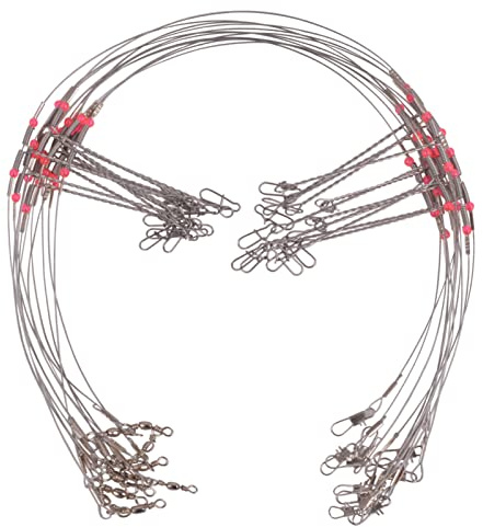 Fishing Leaders, Stainless Steel Fishing Wire Saltwater Tackle Rig with Swivels Snap Beads for Lures Bait Hooks High Strength Fishing Leader Wire Gear Equipment 2 Arms 3 Arms(12pcs, 2Arm)