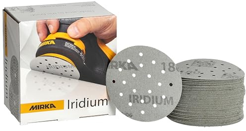 Mirka Schleifpapier Iridium Ø 77 mm Grip 20-Loch Korn 180 50 Stk | Premium-Schleifpapier für Lack Spachtel Grundierung Holz Stahl Mineralwerkstoffe Kunststoff 50 Stück Klettsystem