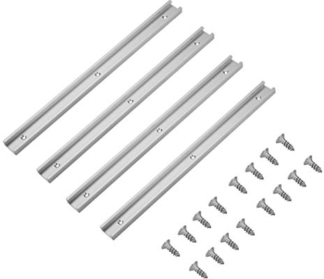 4pcs 400mm 30 Tipo T-Slot in Lega di Alluminio T-Track con 8 Viti Autofilettanti, per la Lavorazione del Legno per Router Table Saw per Falegname - Argento