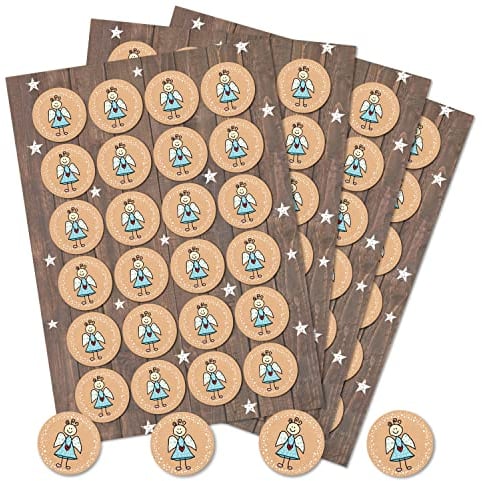 Logbuch-Verlag 96 runde Schutzengel Engel Aufkleber Sticker für Kinder und Erwachsene Weihnachten Deko Weihnachtsetikett Verpackung Geschenk 4 cm