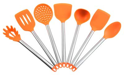 Kitchen Utensil Set - 7 Cooking Utensils Set- Silicone Kitchen Utensils - Nonstick Cookware with Spatula Set - Kitchen Tools Kitchen Gadgets,Orange