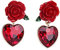 HMOOY Orecchini Fiore Rosa Rosso, Orecchini Vintage Cuore Rubino Simulato Gotico Rosa Rosso Orecchini Pendenti Orecchini Carini Per Donne Ragazze In Resina, Rubino creato, Resina, rubino creato
