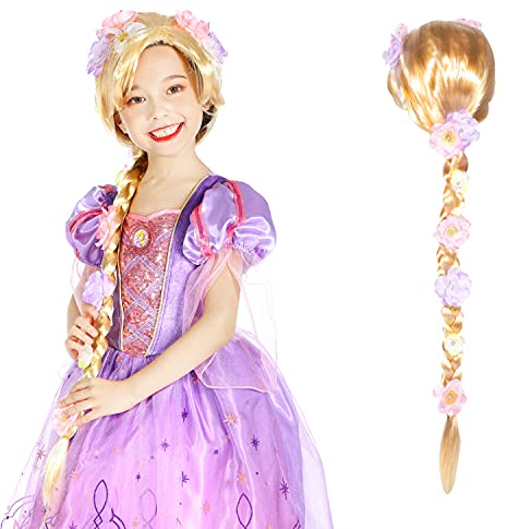 Sincere Party Mädchen Prinzessin Perücke,Rapunzel Zöpfe Blonde Perücke für Mädchen Halloween Party,Dress Up Rollenspiel