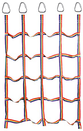 JAWSEU Kinder Kletternetz - Outdoor Schaukel Kletterwand, Kinder Kletternetz Outdoor Ribbon Net, Polyester, Sky Blue, 180 cm x 110 cm x 30 cm, 300 kg Tragfähigkeit, Klettern, Garten