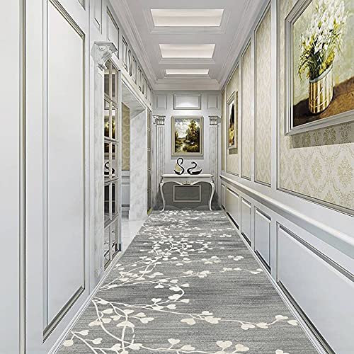 Moderner Läufer-Teppich für den Flur, schmalen Teppichläufer für den Eingangstreppen Hall-Korridor, 1m / 1,5m / 2m / 2,5m / 3m / 3,5m / 4m / 4,5m / 5m / 5,5m / 6m Lange Teppiche - Grau/Weiß