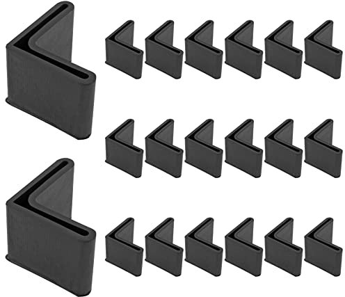 Bivethoi 20 PCS 1-3/8 Inch / 35mm Rubber Caps Angle Iron End Caps, L Shaped Rubber Covers Furniture Angle Iron Foot Pads, Shelf Feet Pad Rubber Bed Frame Cover Rack Floor Protector for Shelves (Black)