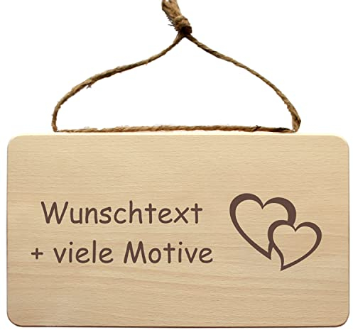 Liebesschild mit Gravur - personalisiert aus Holz - Geschenk für Verliebte, Hochzeit, Verlobung, Polterabend, Jahrestag, Valentinstag - romantisches Wandschild Lieblingsmensch, Lieblingsplatz