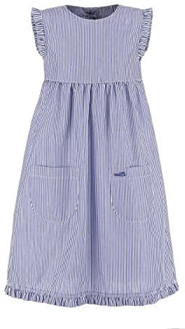 modAS Kinder Kleid gestreift mit Rüschen - Mädchenkleid mit Streifen Ringelkleid Streifenkleid in Marine-Weiß Größe 122