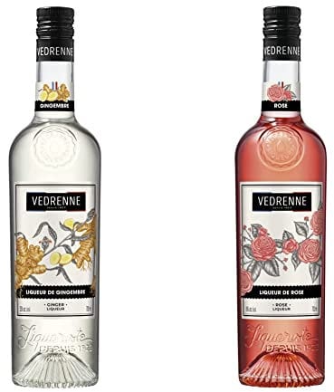 VEDRENNE Liqueur de Gingembre 25% 70CL & Liqueur de Rose 18% 0.70 L