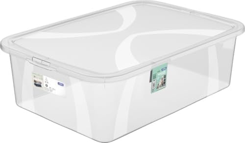 Rotho Aufbewahrungsbox Lona mit Deckel 56,5 x 38,5 cm 29 L transparent Aufbewahrungsbox