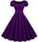 Robe Femme de Cocktail Vintage Rockabilly Robe plissée au Genou sans Manches col carré Rétro Cache Coeur A-Line Evasée Chic et Elegante (Violet, XXL)