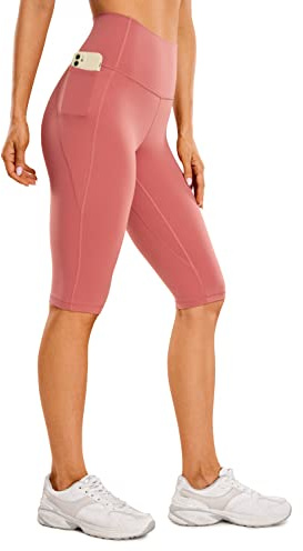 CRZ YOGA Butterluxe Damen Capri 3/4 Leggings High Waist Blickdicht Sport Yogahose Laufhose Sporthose mit Taschen - 33cm Briar Rose 36