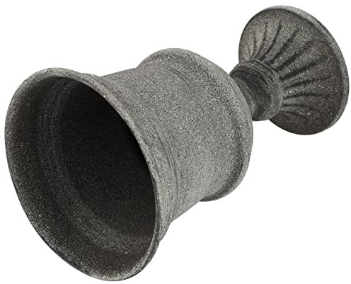 HOMSFOU Amphore Gusseisen Metall Urnenvase Kleine Trompete Pflanzenurne Sockelvase Blumengestecke Topf Blumenbehälter Für Kunstblumenladen Hochzeit Bauerngarten Grau Urn Pflanzervase.