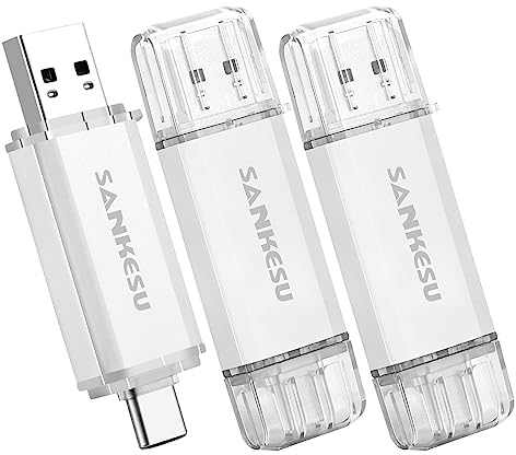 SANKESU Lot de 3 clés USB 3.0 USB C 64 Go USB A & Type-C OTG - Double clé mémoire pour PC/tablette/ordinateur portable/téléphone portable de type C (argent)