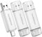 SANKESU Lot de 3 clés USB 3.0 USB C 64 Go USB A & Type-C OTG - Double clé mémoire pour PC/tablette/ordinateur portable/téléphone portable de type C (argent)