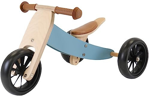 Bandits & Angels Smart Bike Laufrad Holz 4-in-1 Petrolblau ab 1 Jahr – Für Jungen und Mädchen – Laufrad aus Holz – Umkehrbar in Dreirad und Zweirad – Verstellbarer Sattel