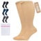 360 Relief Kompressionsstrümpfe Damen und Herren - 1 Paar Kompressionssocken Einfarbig für Sport, Laufen, Flug, Reise, Joggen, Radsport, Kniestrümpfe, 3XL Beige mit Wäschenetz