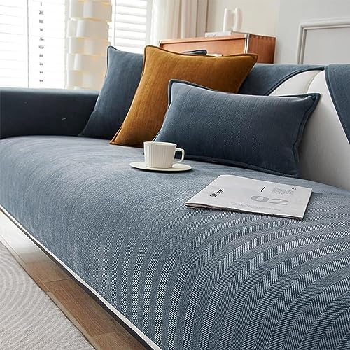 GLDWEY Fischgrätenmuster Chenille-Stoff Möbelschutz Couch Abdeckung – Lustiges Fuzzy-Design für ultimativen Schutz und Stil