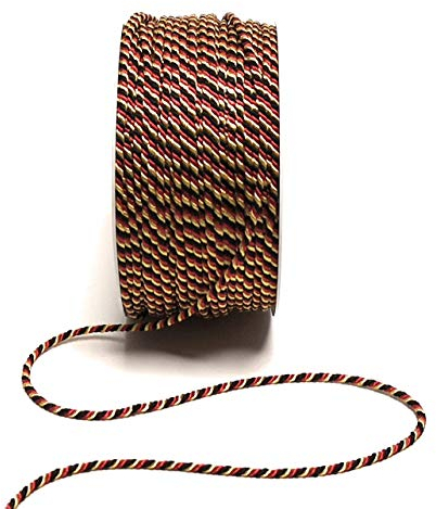 s.dekoda Kordel 50m x 2mm Schwarz - Rot - Gelb Drehkordel Dekoband Kordelband Kordelschnur Deutschland BRD