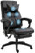 Vinsetto Fauteuil de Bureau massant Repose-Pieds intégré + Repose-tête Dossier inclinable réglable en Hauteur 68 x 79 x 104-112 cm Noir