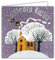 Carte Carrée Meilleurs Vœux Argenté Brillant avec Enveloppe Blanche 15x15cm - Paysage enneigé Hiver Oiseaux Maison Jaune Arbres sans feuille Cheminé Père Noël Fêtes Bonne Année - Fabriqué en France