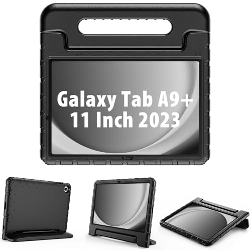 ProCase Kids Case for Galaxy Tab A9+ Plus 11 Inch 2023 SM-X210/X215/X216/X218, Shockproof Lightweight Kids Friendly Case with Convertible Handle Stand for Girls Boys Children Toddler Baby -Black