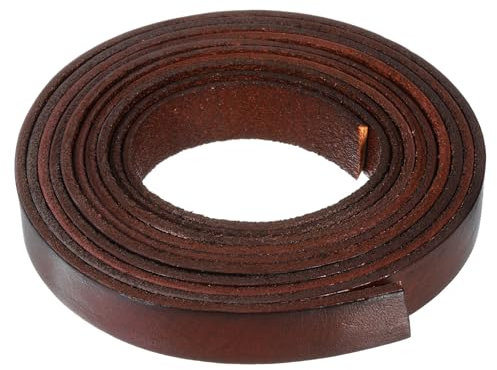 QUARKZMAN 2,2 Yard 15mm Corda in Pelle Vintage Piatta, Strisce Cuoio Spesse 2mm per Creazioni Fai da Te, Braccialetti Cinturini Borsa (Caffè)