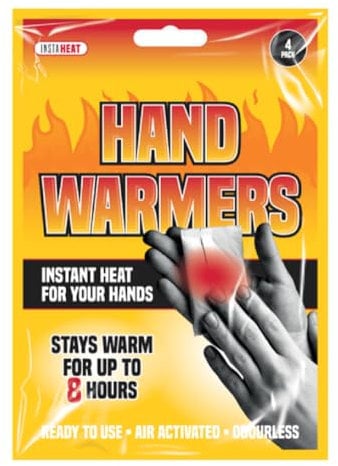 InstaHeat Hand Warmers, Air Activated Instant Pocket or Glove Heat Packs 4 Pack