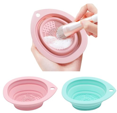 TUCANA 2PCS Silicone Foldable Makeup Brush Cleaner, Brush Scrubber Bowl, Portable Washing Tool Cosmetic Brush Cleaner (Pack of 2)