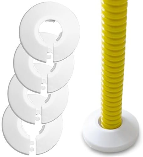 Tranquilique 4 PCS Radiator Pipe Covers White Plastic Pipe Collars Radiator Covers for 17 Mm Diameter Pipe Decoration Pipe Collars Wall Flange Cover(4/pcs,white,size:1.85inch)