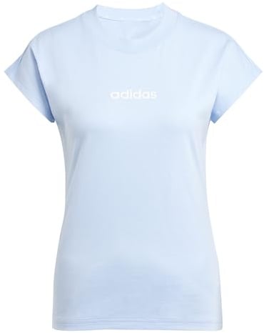 adidas Damen Essentials Linear Cotton Shirt, Glow Blue/White, XXL
