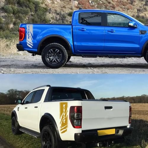 LYABYT Pickup Heckbett Seitenaufkleber LKW Kofferraum Grafik Streifen Dekor Aufkleber Vinyl Abdeckung Auto Tuning Zubehör, für Ford Ranger Raptor