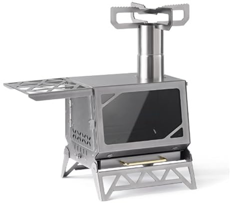 Stufa a Legna Stufa a Legna in Ghisa Piccola Stufa a Legna Portatile Mini Stufa da Campeggio per Riscaldarsi e Cucinare, Ideale per Avventure Aria Aperta