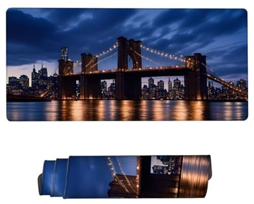 Tapis de Souris Gaming,1600x800x3mm Grand Tapis de Souris Paysage Tapis de Souris Gamer,sous Main Pont Tapis Souris,Tapis de Souris à Bords Cousus,Base en Caoutchouc Antidérapante,Deco Bureau ZH-4