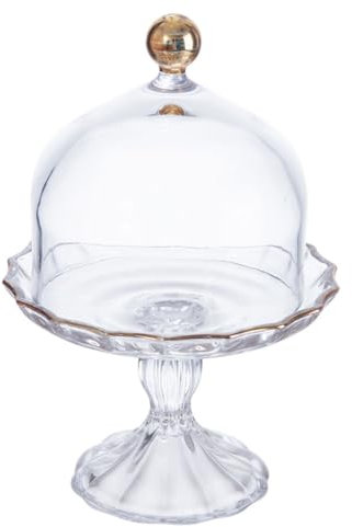 PAMINGONO Fruit Tray Glass Lid Modern Dessert Plate for Afternoon Tea Serves As Cake Platter and Candy Dish Sleek Design