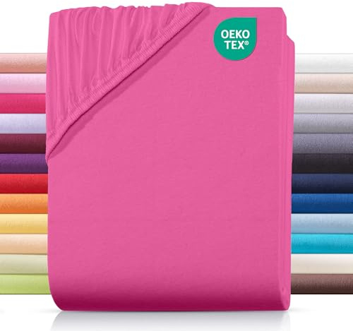 Carpe Sonno® Jersey Spannbettlaken 70x140cm Baumwolle | Laken Pink mit Einlaufschutz & Bügelfrei Matratzenbezug | Bettlaken 70x140 Baumwolle | Leintuch 70x140 | Spannbetttuch 70 x 140