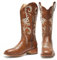 CouieCuies Comodi stivali da cowboy con tacco basso con cerniera ricamata per le donne stivali da cowgirl a metà polpaccio stivali marrone messicano occidentale, Marrone, 39.5 EU