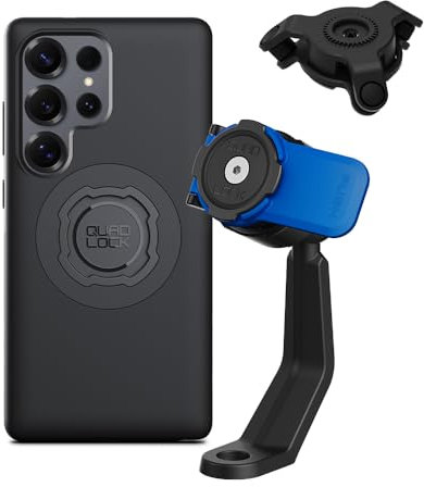 Quad Lock Support Téléphone pour Rétroviseur de Tige de Moto avec Amortisseur de Vibrations et Coque MAG pour Galaxy S25 Ultra