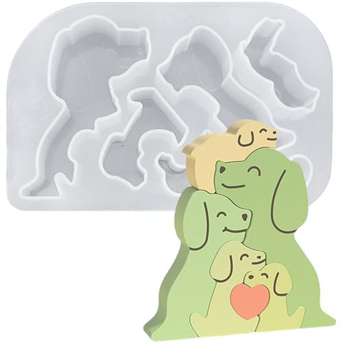 ALEFBET Silikonform Tiere Puzzle, Kerzenform zum Gießen, Silikonformen Gießformen Tiere, Gipsformen zum Gießen, Kerzenform Silikon Gießform, Epoxidharz Formen (Hund B06C-17)