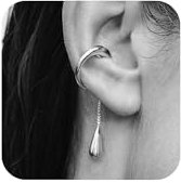 LAURITAMI 1 Pièces Ear Cuff Argent,Faux Piercing Oreille Acier Inoxydable,Boucles d’oreilles Manchette Helix Cartilage Non Piercing Bijoux pour hommes Femmes