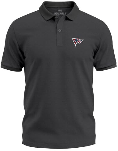 Neverless® Poloshirt Herren mit Norwegen Logo Aufdruck – Kurzarm Polo Sommer Casual Look Modern Fit Fashion
