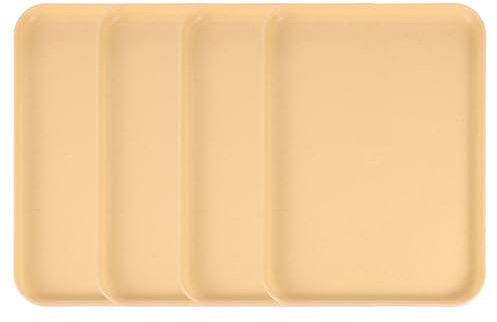 sourcing map 4Pcs Plastic Serving Trays, 12.2 x 8.7 Inch Rectangle Food Serving Cafeteria Trays for Kitchen Restaurant Coffee Fruit Burger Lunch Dessert, Yellow
