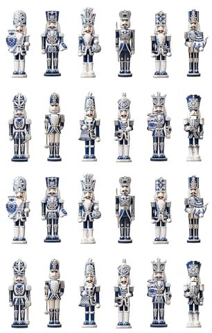 Uqezagpa 24pcs/36pc Miniature Nutcrackers Figurine Ornament Wood Pendants Christmas Tree Decoration Festival