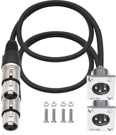 Fegtrtyoa D Typ XLR 2 Packkabel, Durch Den Stecker Gehen, D XLR Männlich An Weiblich für Premium -Bühnenbox, Patch -Panel, Panel Mount