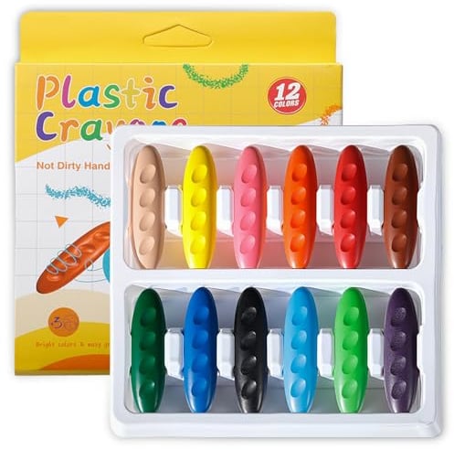 Tacitmeet Peanut Crayons, 12 Colors Toddler Crayons for 1-6 Year Old Non Toxic, Easy to Hold, Washable Chunky Crayon for Kids