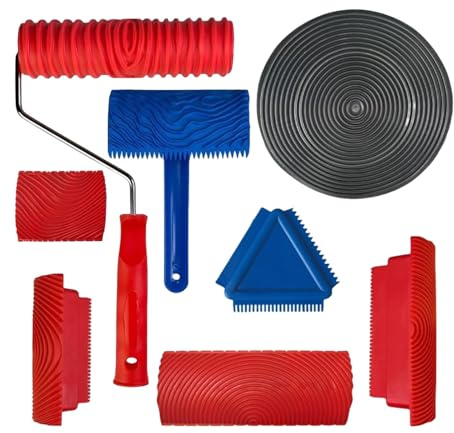 Kit complet de peinture avec rouleaux texturés pour cloisons sèches et cadre de rouleau pour surfaces murales finies usage quotidien peinture murale et plafond