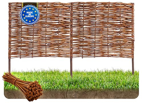 Wicker garden Beetbegrenzung aus Weide - 100 x 40 cm Weidengeflecht für Beete, Rasen und Gartenwege - Natürliche Abgrenzung Gartenzaun Weidezaun - vielen Größen