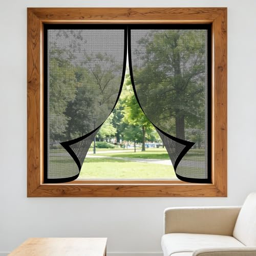 Magnetica Zanzariera 165 x 135 cm Chiusura Automatica Zanzariera Magnetica per Finestra Maglia Fine, Facile da Installare per Finestra Del Balcone, Camper, Cucina, Nero
